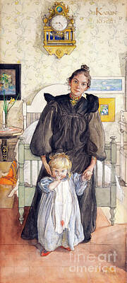 Cities Paintings - Karin and Kersti - Carl Larsson by Sad Hill - Bizarre Los Angeles Archive