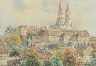 Cities Paintings - Karl Schnorpfeil 1875 1937 Klosterneuburg Abbey by Artistic Rifki