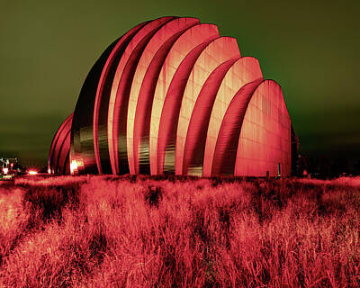 Football Royalty Free Images - Kauffman Center of Kansas City in Red Royalty-Free Image by Gregory Ballos