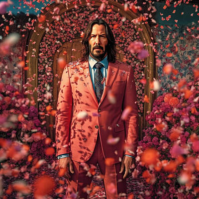 Royalty-Free and Rights-Managed Images - Keanu  Reeves  as  man  posing  inside  of  coral  by Asar Studios by Celestial Images