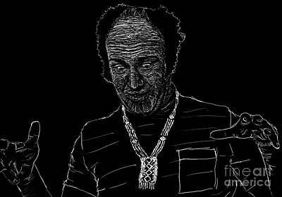 African American Abstracts - Ken Kesey Portrait Drawing by Danaan Andrew