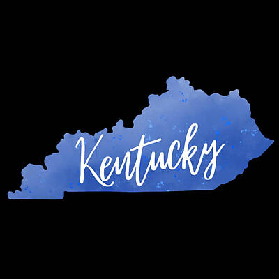 Football Painting Royalty Free Images - Kentucky State Map Watercolor Painting Royalty-Free Image by Aaron Geraud