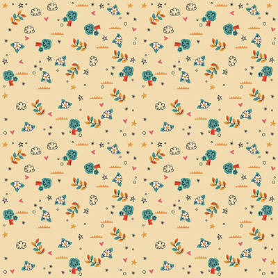 Royalty-Free and Rights-Managed Images - Kids Floral Pattern - Light Orange by Studio Grafiikka