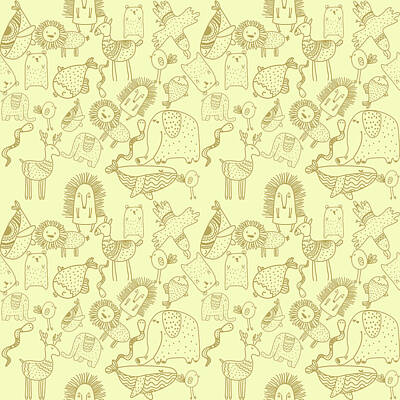 Royalty-Free and Rights-Managed Images - Kids Seamless Animal Pattern - Cream by Studio Grafiikka