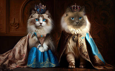 Lilies Digital Art - King and Queen of Catneverland by Lily Malor