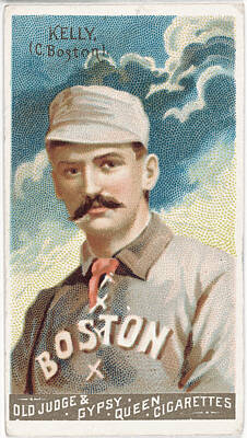 Baseball Royalty Free Images - King Kelly Boston Beaneaters baseball card portrait Royalty-Free Image by Artistic Rifki