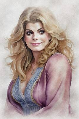 Celebrities Painting Royalty Free Images - Kirstie Alley, Actress Royalty-Free Image by Sarah Kirk