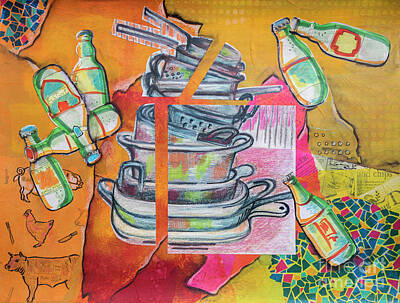 Still Life Drawings Royalty Free Images - Kitchen Art - beer Royalty-Free Image by Ariadna De Raadt
