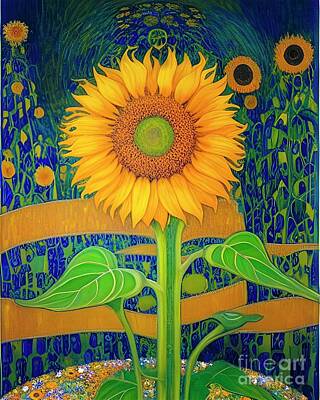 Sunflowers Digital Art - Klimt Sunflower - #648 by Mary Machare