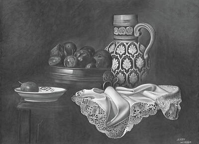 Still Life Drawings - Lace by Jerry Winick