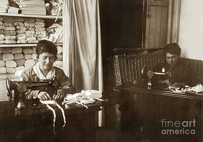Fall Pumpkins - Ladies making face masks on singer sewing machine Circa 1918 by Monterey County Historical Society