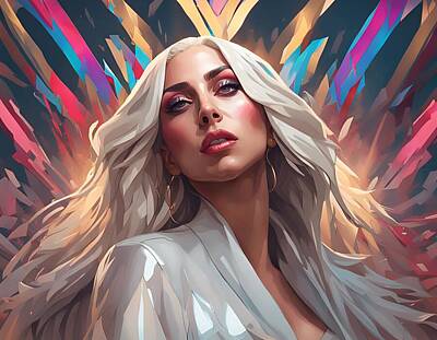 Musicians Digital Art Royalty Free Images - Lady Gaga 3 Royalty-Free Image by CIKA Gallery