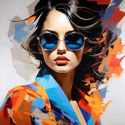 Abstract Flowers Digital Art - Lady With glasses by Manjik Pictures