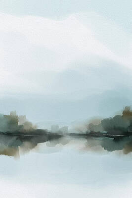 Abstract Landscape Digital Art - Lake Alice - Watercolor Abstract Landscape by Shawn Conn