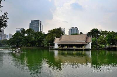 Beastie Boys - Lake and house with skyline at Lumphini Park Bangkok Thailand by Imran Ahmed