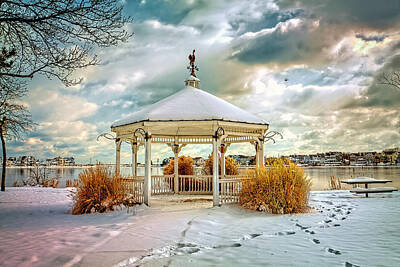 Prescription Medicine - Lake Como gazebo in winter, New Jersey by Geraldine Scull