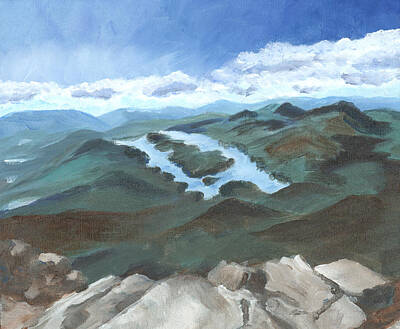 Mountain Paintings - Lake Placid view from Whiteface Mountain by Susan Jones