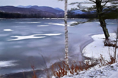 Grimm Fairy Tales Royalty Free Images - Lake Scene in Winter Royalty-Free Image by Nancy De Flon