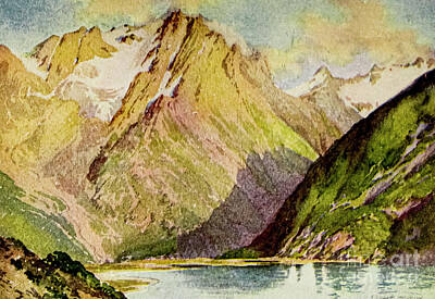 Mountain Paintings - Lake Shisha Nag, Lidar Valley r1 by Historic Illustrations