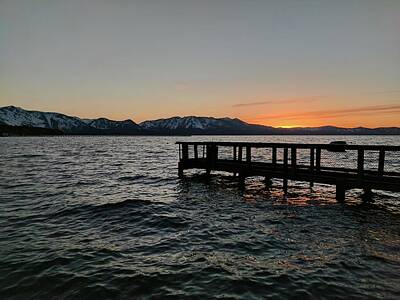 Mountain Photos - Lake Tahoe Sunset Pier by William Slider