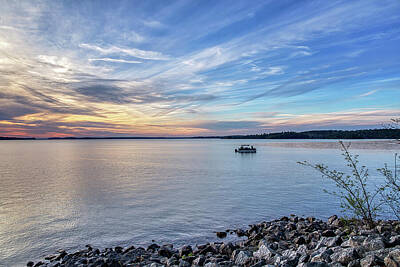 Landscapes Royalty-Free and Rights-Managed Images - Lake Thurmond - Sunset - Striper Fishing by Steve Rich