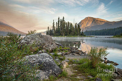 Modern Movie Posters Royalty Free Images - Lake Wenatchee Sunrise Royalty-Free Image by Cindy Shebley