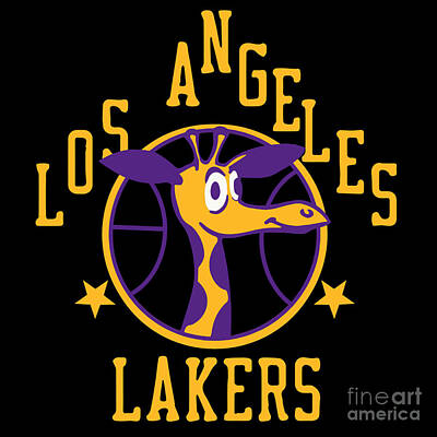 Recently Sold - Athletes Royalty Free Images - Lakers giraffe city Royalty-Free Image by Jeremy Nash