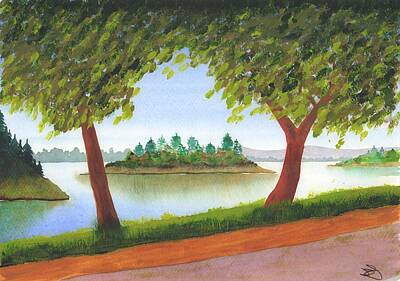 Vintage Tees - Lakeside Park in Summer by James Knights