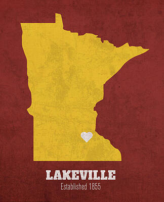 City Scenes Mixed Media - Lakeville Minnesota City Map Founded 1855 University of Minnesota Color Palette by Design Turnpike