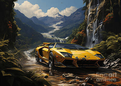 Surrealism Mixed Media - Lamborghini Diablo fantasy concept by Destiney Sullivan