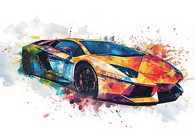Sports Painting Royalty Free Images - Lamborghini Reventn automotive artistic Royalty-Free Image by Clark Leffler