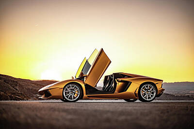 Mountain Digital Art - Lamborghini Sunset by Tec Nificent