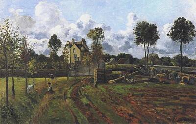 Beach Days - Landscape at Pontoise 1873  by Camille Pissarro 1830  1903 by Artistic Rifki