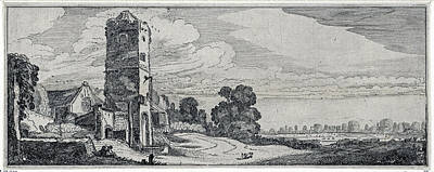 Temples - Landscape with a tower Jan van de Velde II 1615 by Artistic Rifki