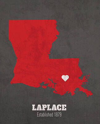 Mixed Media Royalty Free Images - Laplace Louisiana City Map Founded 1879 University of Louisiana at Lafayette Color Palette Royalty-Free Image by Design Turnpike