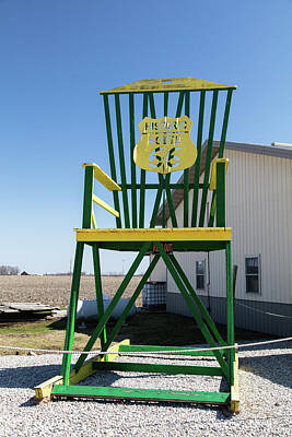 Painted Wine - Large rocking chair on Historic Route 66 in Staunton Illinois by Eldon McGraw