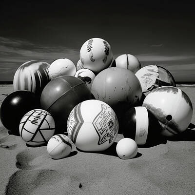 Still Life Digital Art - Last Balls on the Beach by YoPedro
