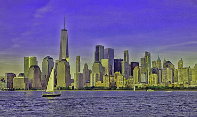 New York Skyline Royalty-Free and Rights-Managed Images - Late Afternoon Sail by Allen Beatty
