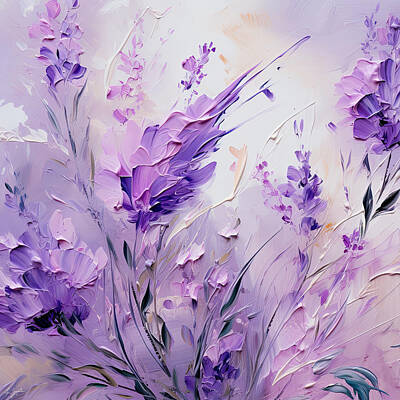 Royalty-Free and Rights-Managed Images - Lavender Majesty - Purple and White Art by Lourry Legarde