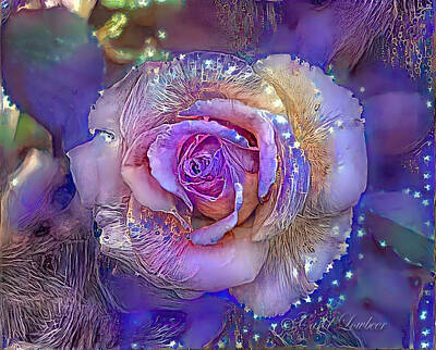Roses Digital Art - Sparkling Lavender Rose by Carol Lowbeer