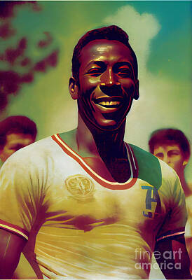 Athletes Royalty-Free and Rights-Managed Images - Legendary  Soccer  Player  Pele  chromatic  metallic  by Asar Studios by Celestial Images