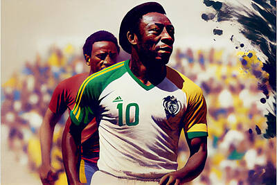Athletes Royalty-Free and Rights-Managed Images - Legendary  Soccer  Player  Pele  edson  arantes  do  n  b  fb  d  b  bcbb by Asar Studios by Celestial Images