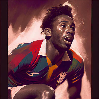 Athletes Digital Art - Legendary  Soccer  Player  Pele    vibrant  neon  colo  ef  d  a  a  faed by Asar Studios by Celestial Images