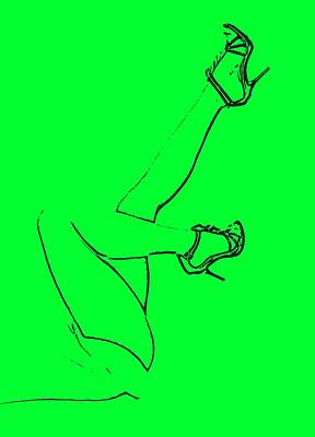 Royalty-Free and Rights-Managed Images - Legs - Line Drawing Neon Green by Marianna Mills