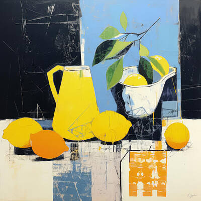 Still Life Paintings - Lemons Painting by Lourry Legarde