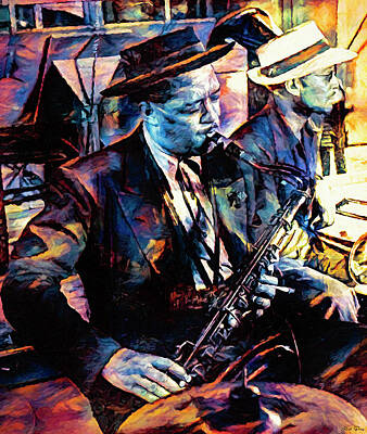 Celebrities Mixed Media - Lester Young Jazz Musician by Mal Bray