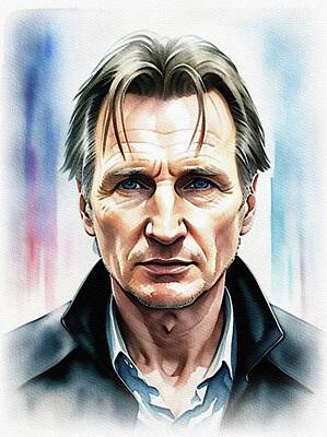 Actors Paintings - Liam Neeson, Actor by Sarah Kirk