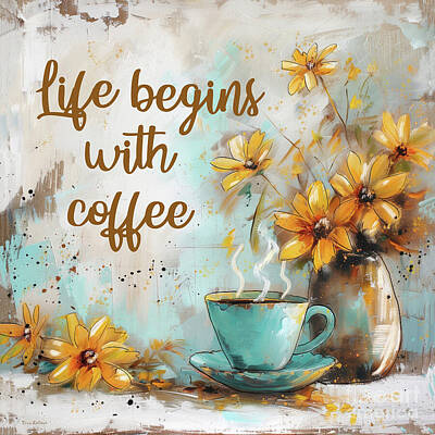 Kitchen Spices And Herbs - Life Begins With Coffee by Tina LeCour