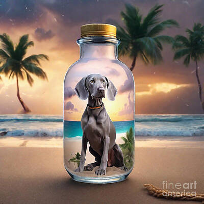 Frame Of Mind Royalty Free Images - Life in a Jar 311 Weimaraner in Bottles Royalty-Free Image by Adrien Efren