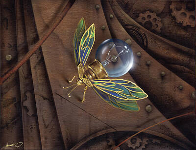 Steampunk Paintings - light Bug by Luis Navarro